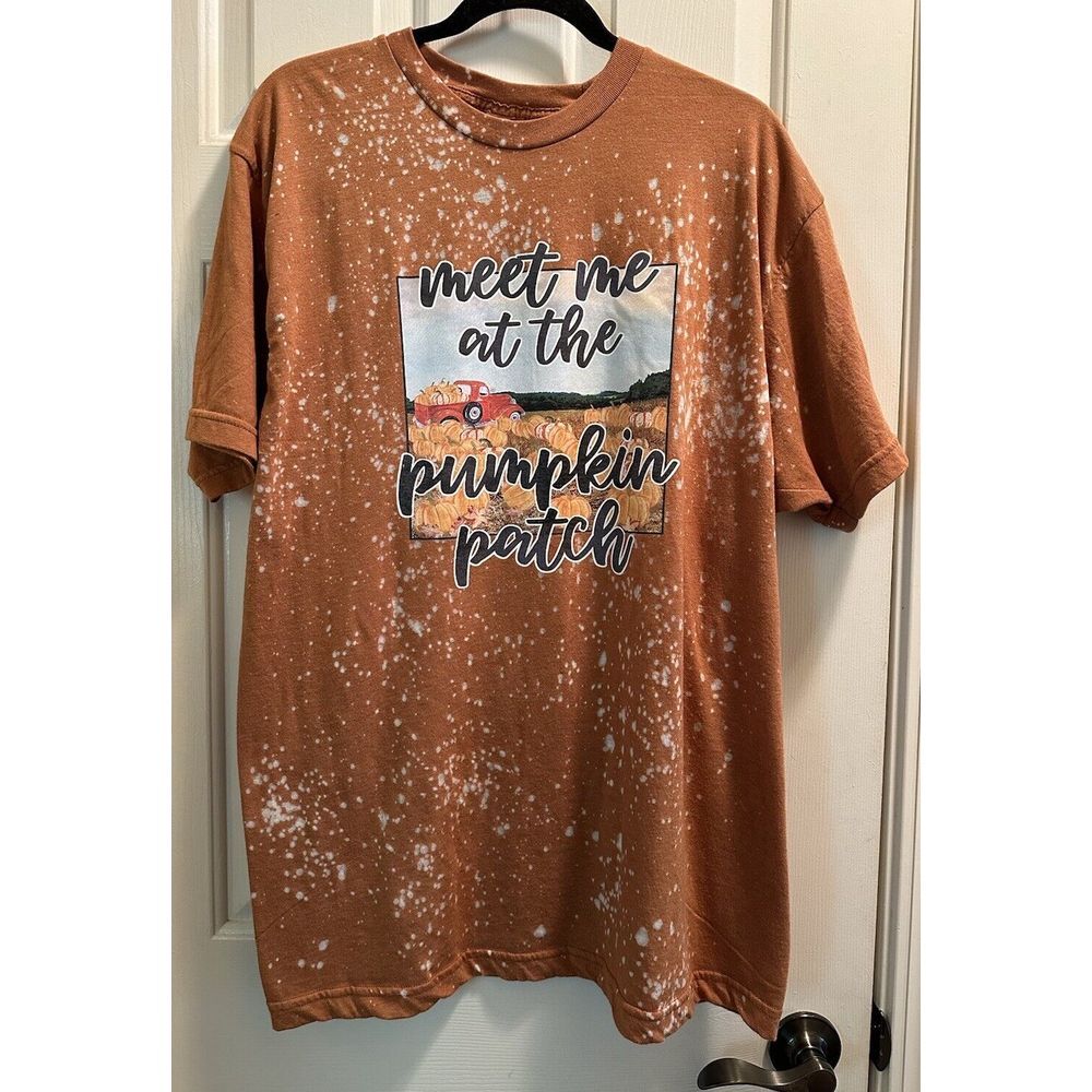 Meet Me at the Pumpkin Patch Tultex Casual Orange Tie Dye Tee Size XXL Fall‎